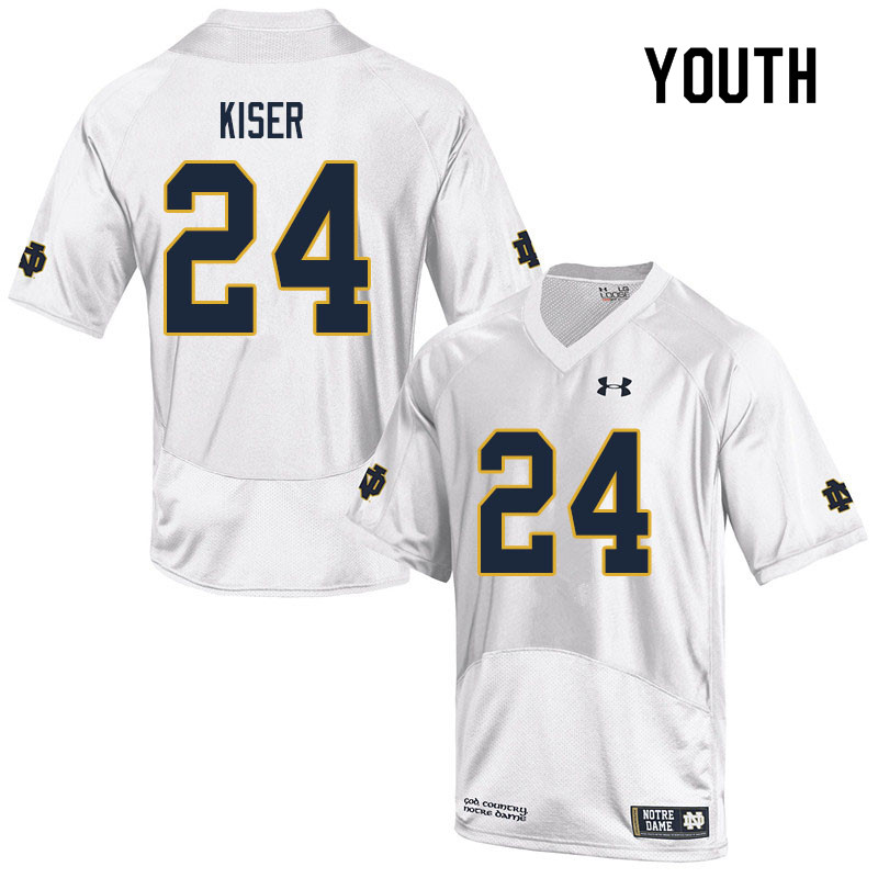 Youth #24 Jack Kiser Notre Dame Fighting Irish College Football Jerseys Sale-White